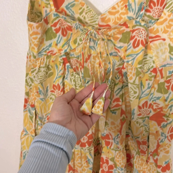 Bloomingdale’s Velvet Cottagecore Buttery Yellow All Over Floral Print Sun Dress - Picture 4 of 11